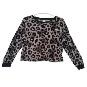 Justice Girls Long Sleeve Leopard Print Polyester Fleece Pajamas (Size L, 12/14)